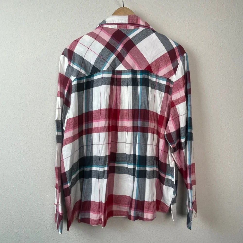 Soma‎ Flannel Pajama Set Womens XXL Red Pink Plaid NWT Metallic Fireside PJ